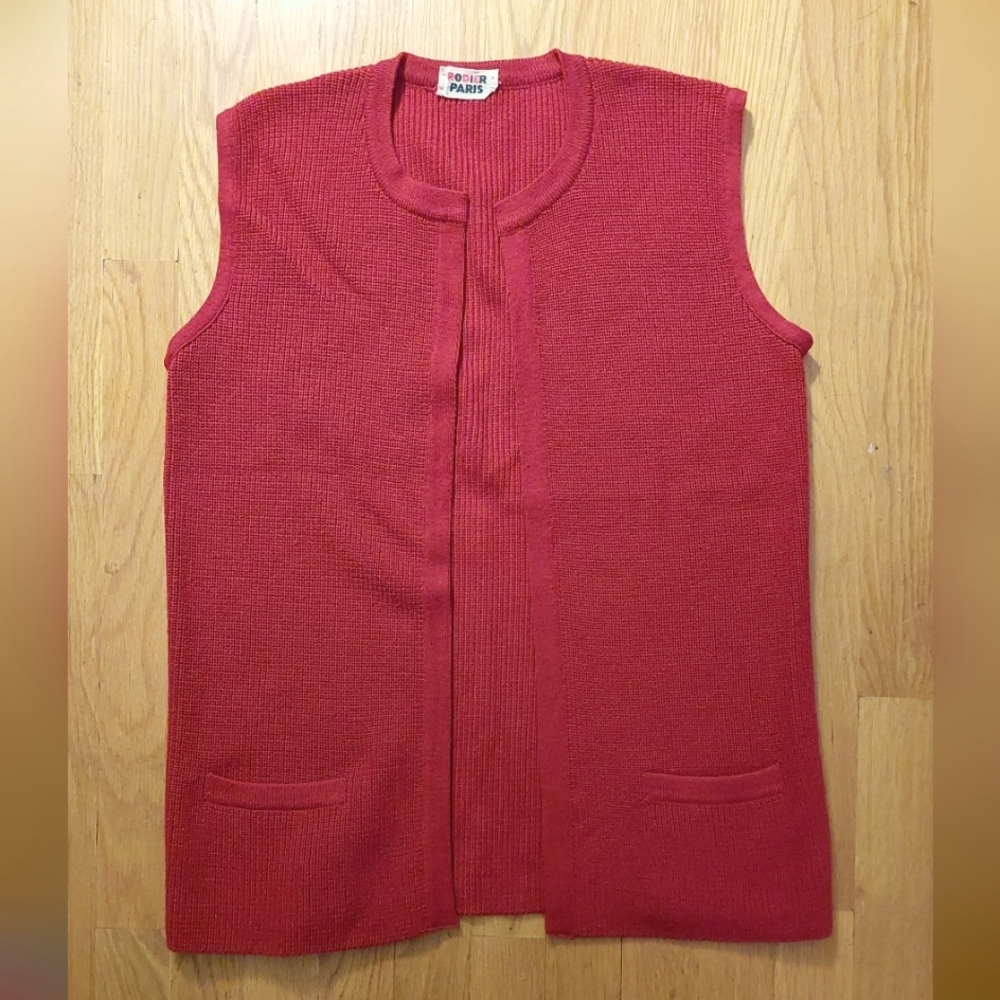Vintage Rodier Paris red sweater vest Sz M